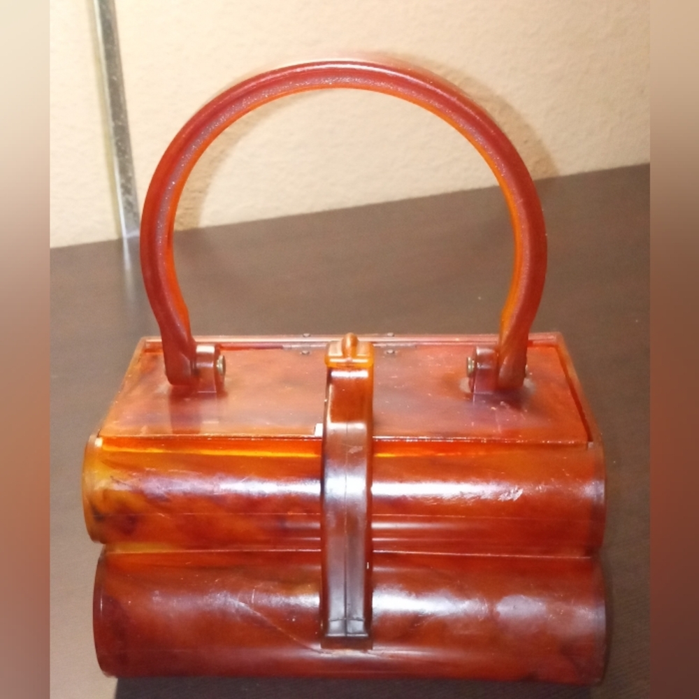 Rare Vintage Bakelite Handbag/Box -Elsa Mfg Co - 2 Compartments 5.5"